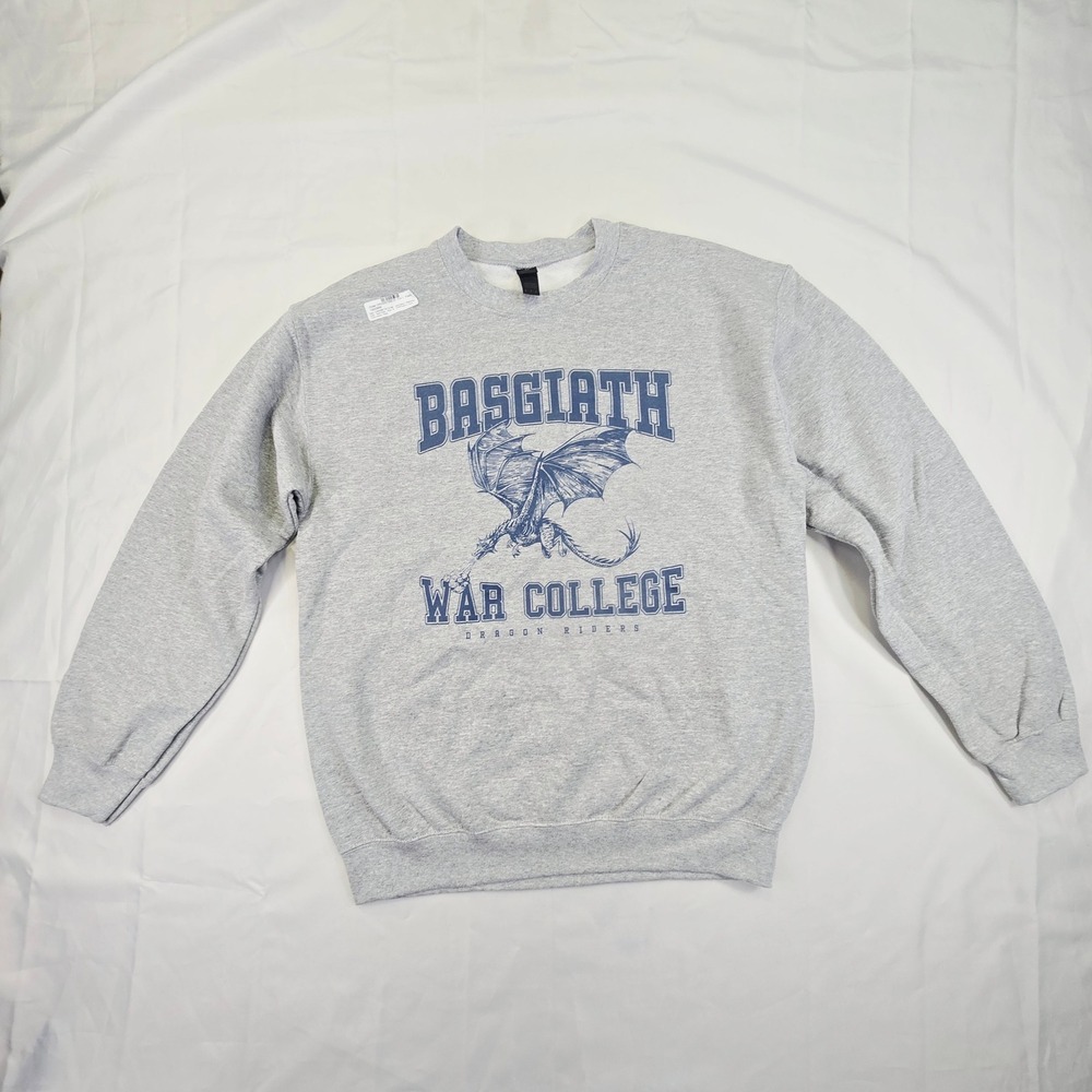 Basgiath War College Sweatshirt Medium Gray Fourth Wing Dragon New